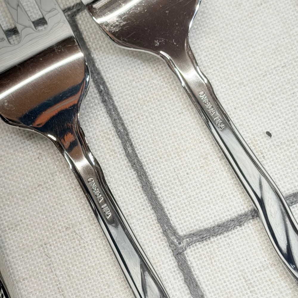 Oneida Flatware 4 Piece Silver Eden Deluxe Stainless Steel Leaf Vine USA - Picture 5 of 9
